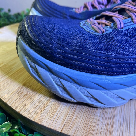 HOKA ONE ONE BONDI 6 BLUE PINK WOMENS ATHLETIC RUNNING SHOE SIZE 7.5 D - Picture 10 of 11